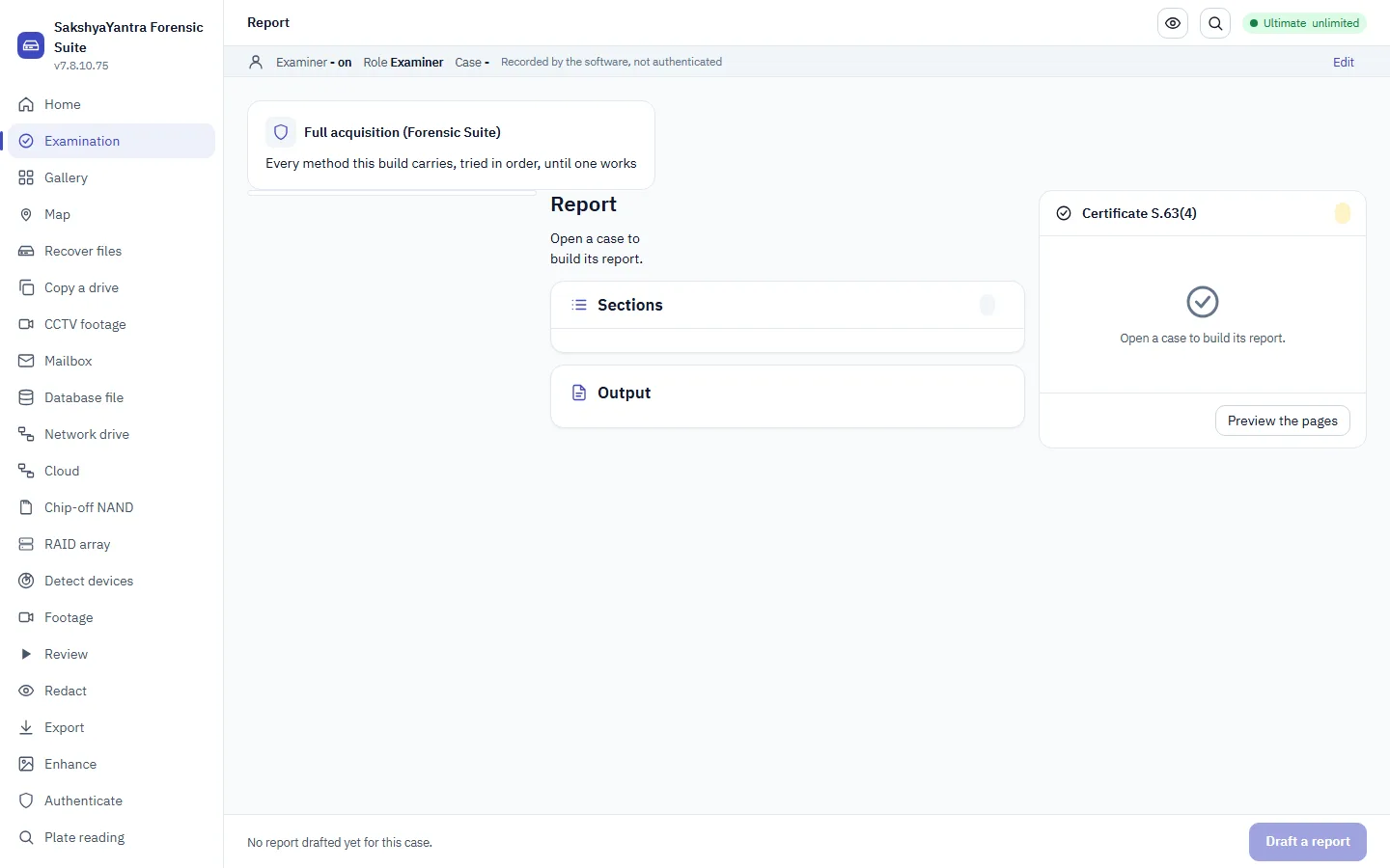 The report builder in the case workbench