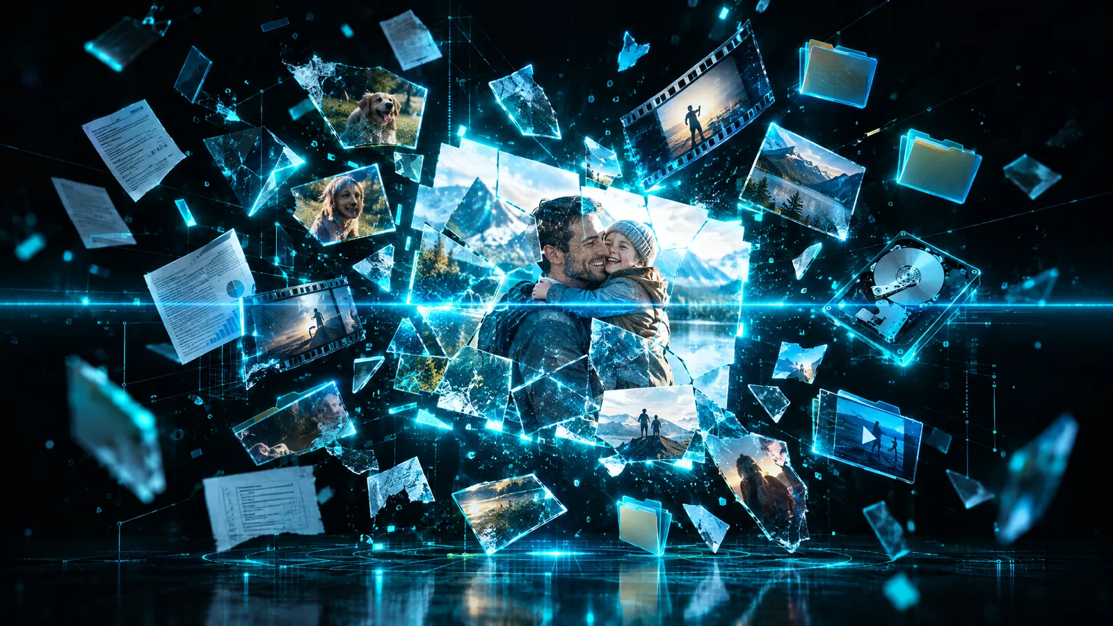 Fragments of files reassembling out of darkness