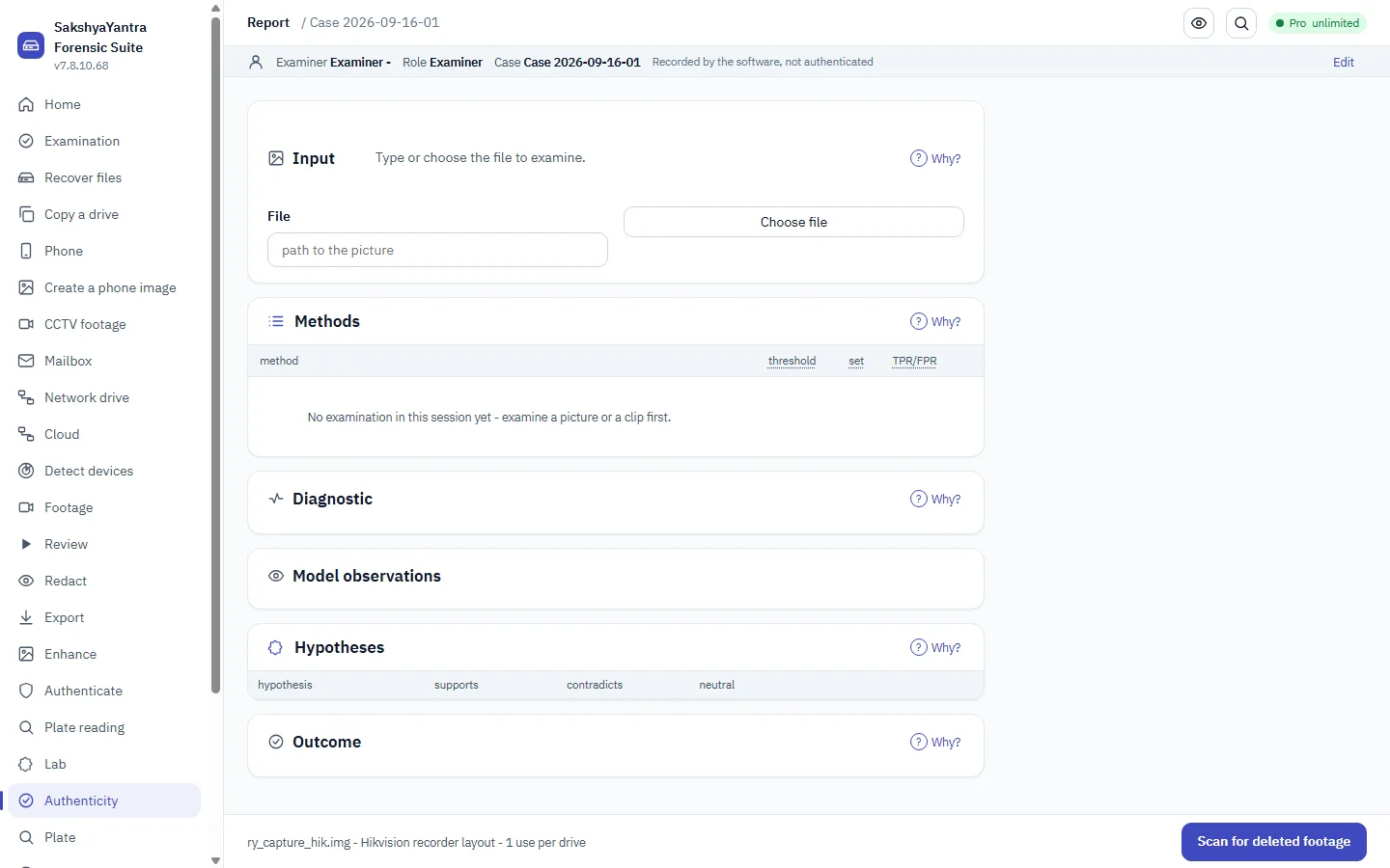 Authenticate in the Forensic Suite