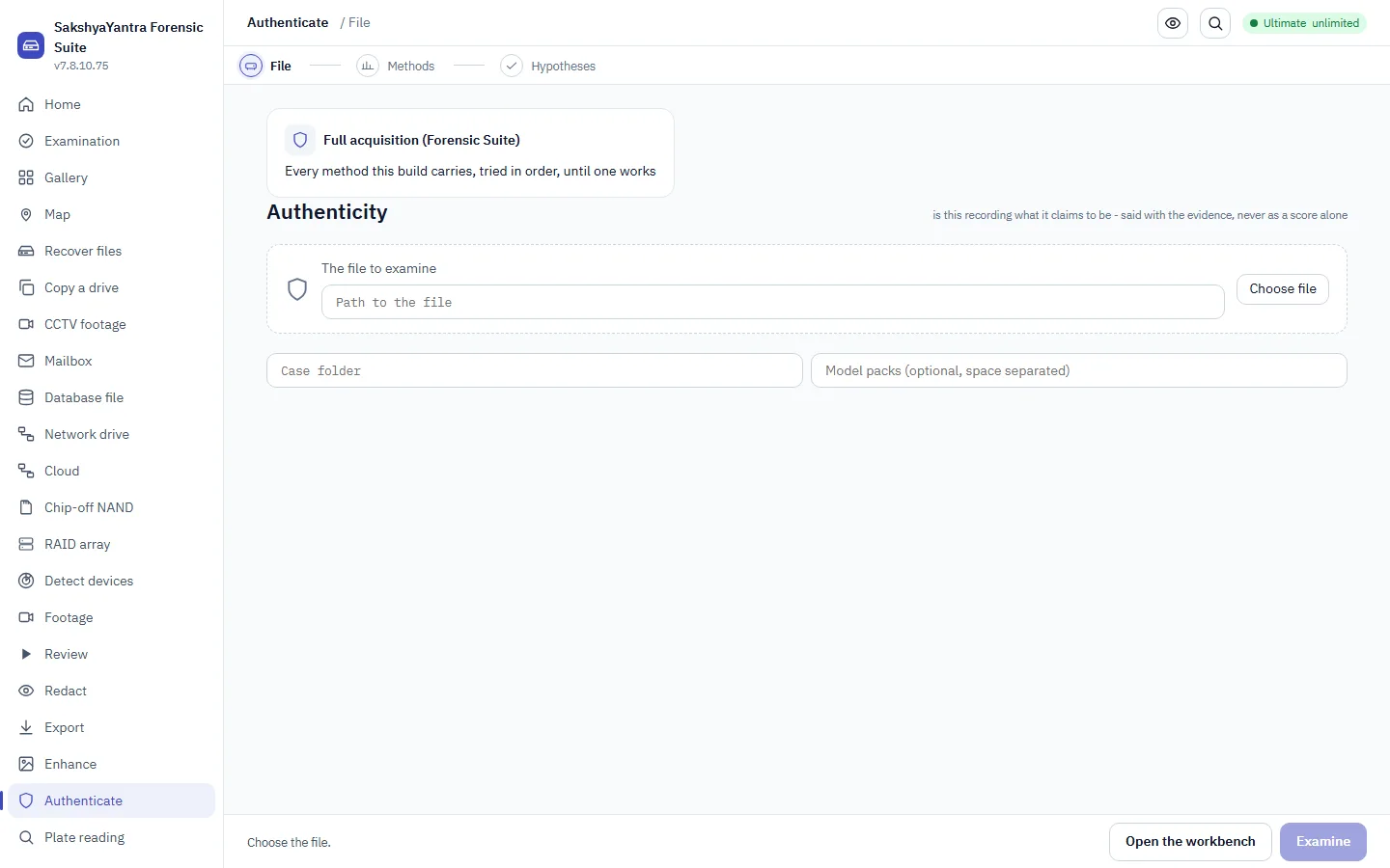 The authenticity workbench with method cards