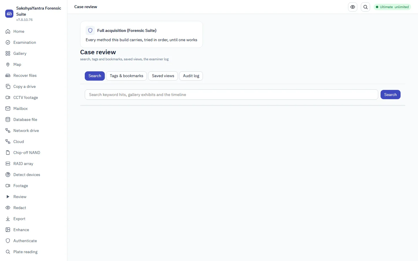 Case review: search, tags, saved views and the audit log