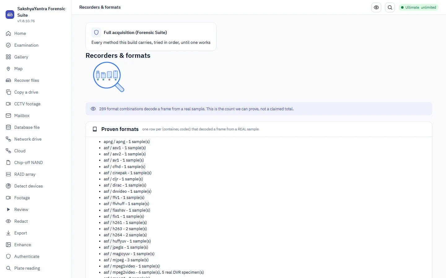 The recorder registry: format coverage and intake