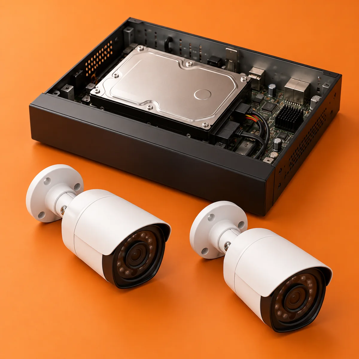 CCTV and DVR recorders, rendered in the family colour